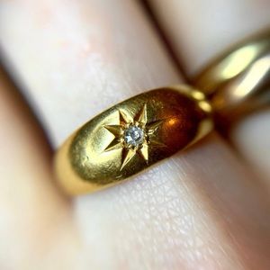 Antique gold diamond ring with British hallmarks